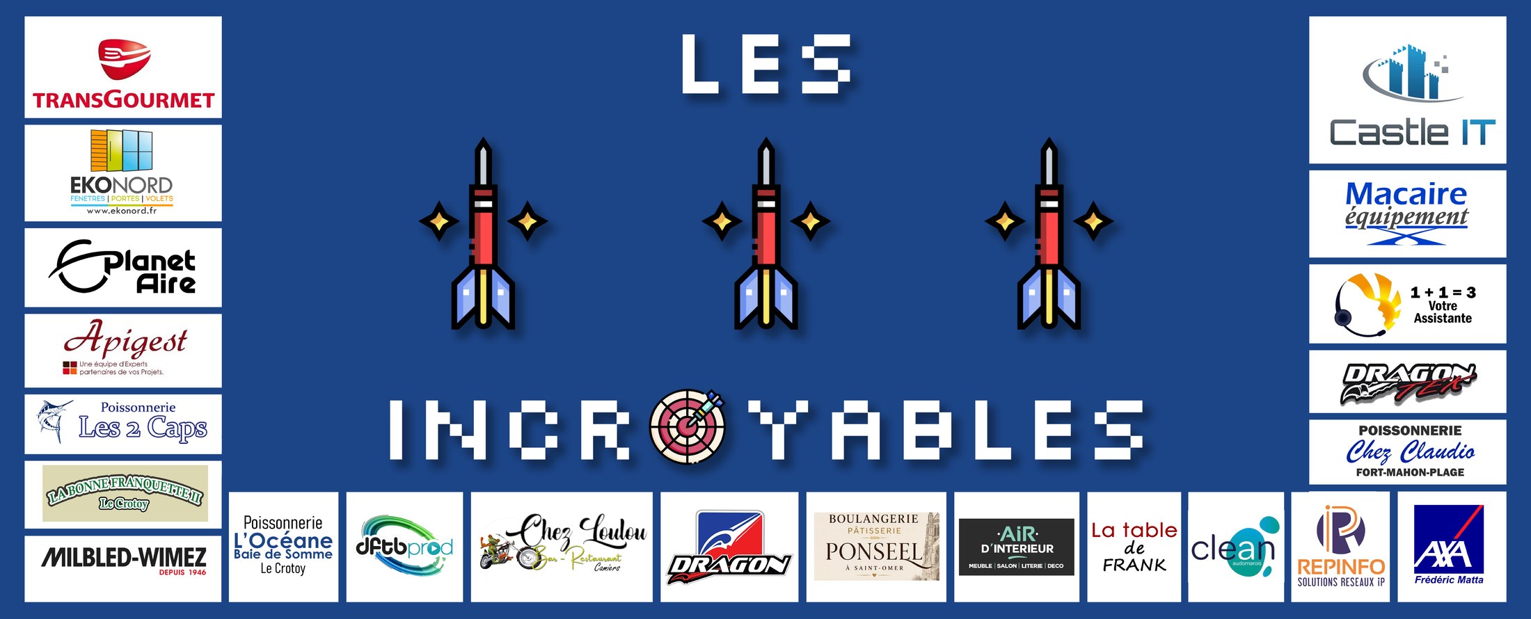 Banderole Les Incroyables avec les sponsors du club